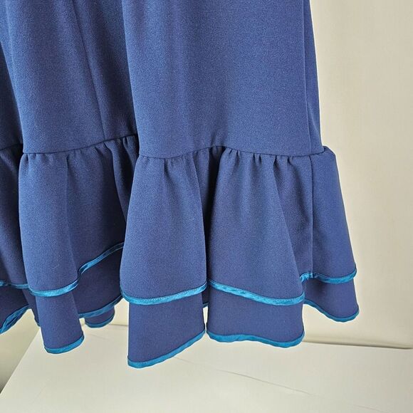 Betsey Johnson Womens Navy Sheath Dress Ruffle Hem Size 10‎ GUC - Picture 4 of 7